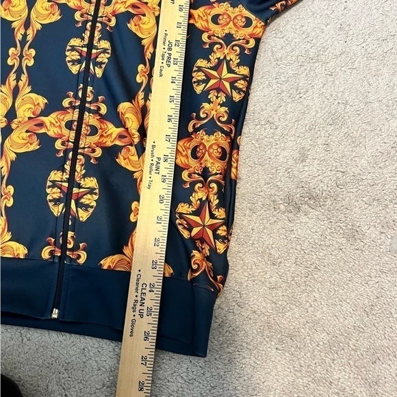 DFND London Jacket Hoodie Mens small Blue Gold full zip up abstract - Picture 8 of 11